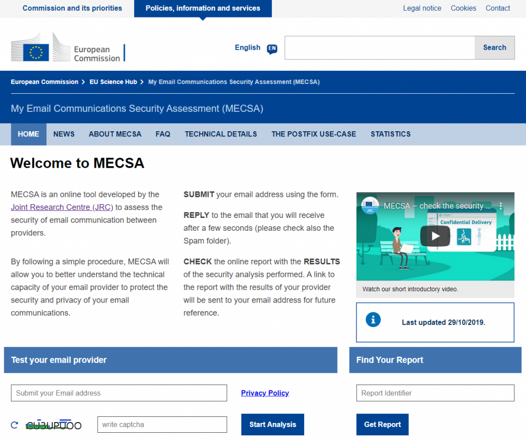Forsiden til testverktøyet MECSA 