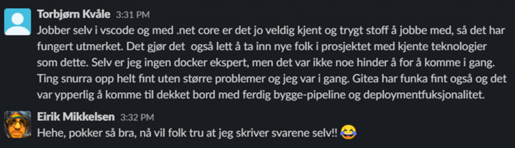 Skjermdump fra Slack