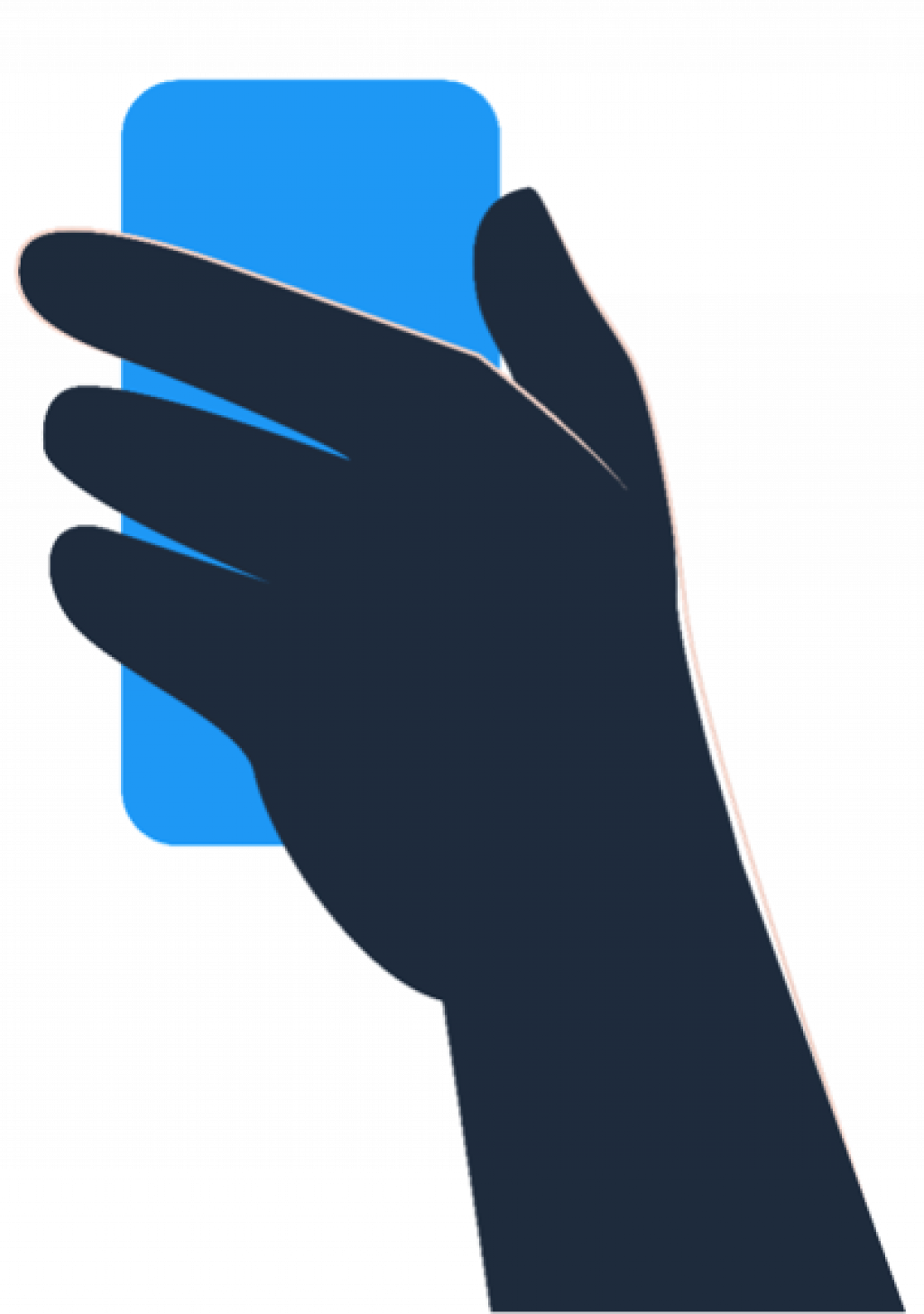 En hånd holder opp en mobiltelefon