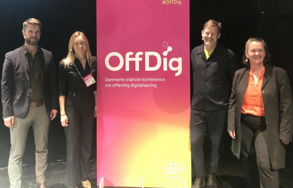 F.v.; Nicolai Mohr Balle, chef for digitaliseringsenheden; Mette Lindstrøm Lage, vicedirektør, Digitaliseringsstyrelsen; Mats Snäll, Chief Officer, Digital Development, DIGG – Myndigheden for digital forvaltning; Cathrine Holten, fung. avdelingsdirektør, Sammenhængende Tjenester, Digitaliseringsdirektoratet