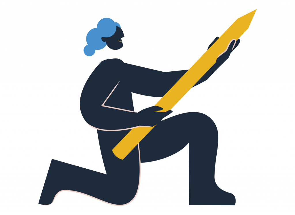 Digdir illustrasjon - person med stor gul blyant