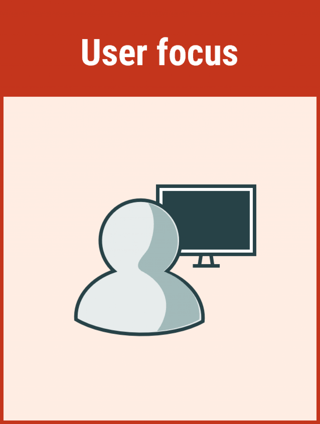 Models should be as simple as possible to meet user needs, and should be easily understood by different user groups. Illustration of a person viewed from behind, looking at a screen.