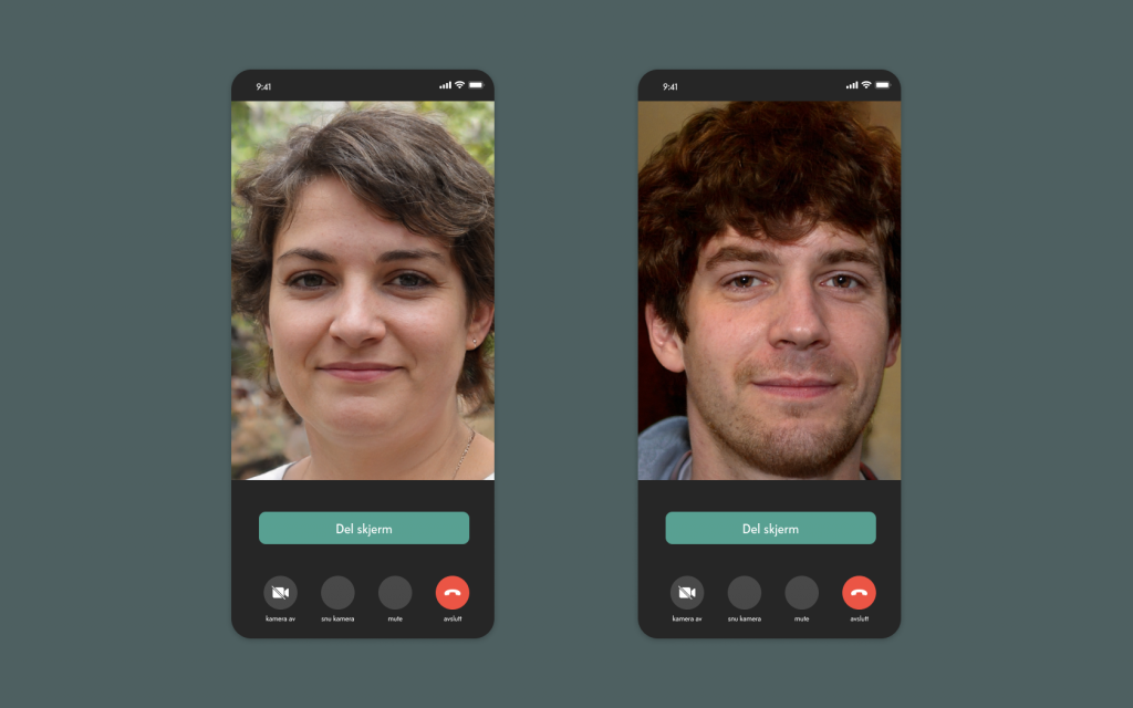 To skjermbilder som viser videosamtale.