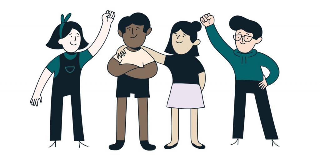 Tegning av barn som står sammen 