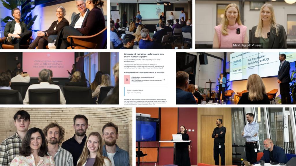 Collage av bilder fra jobben rundt Kunnskapsassistenten