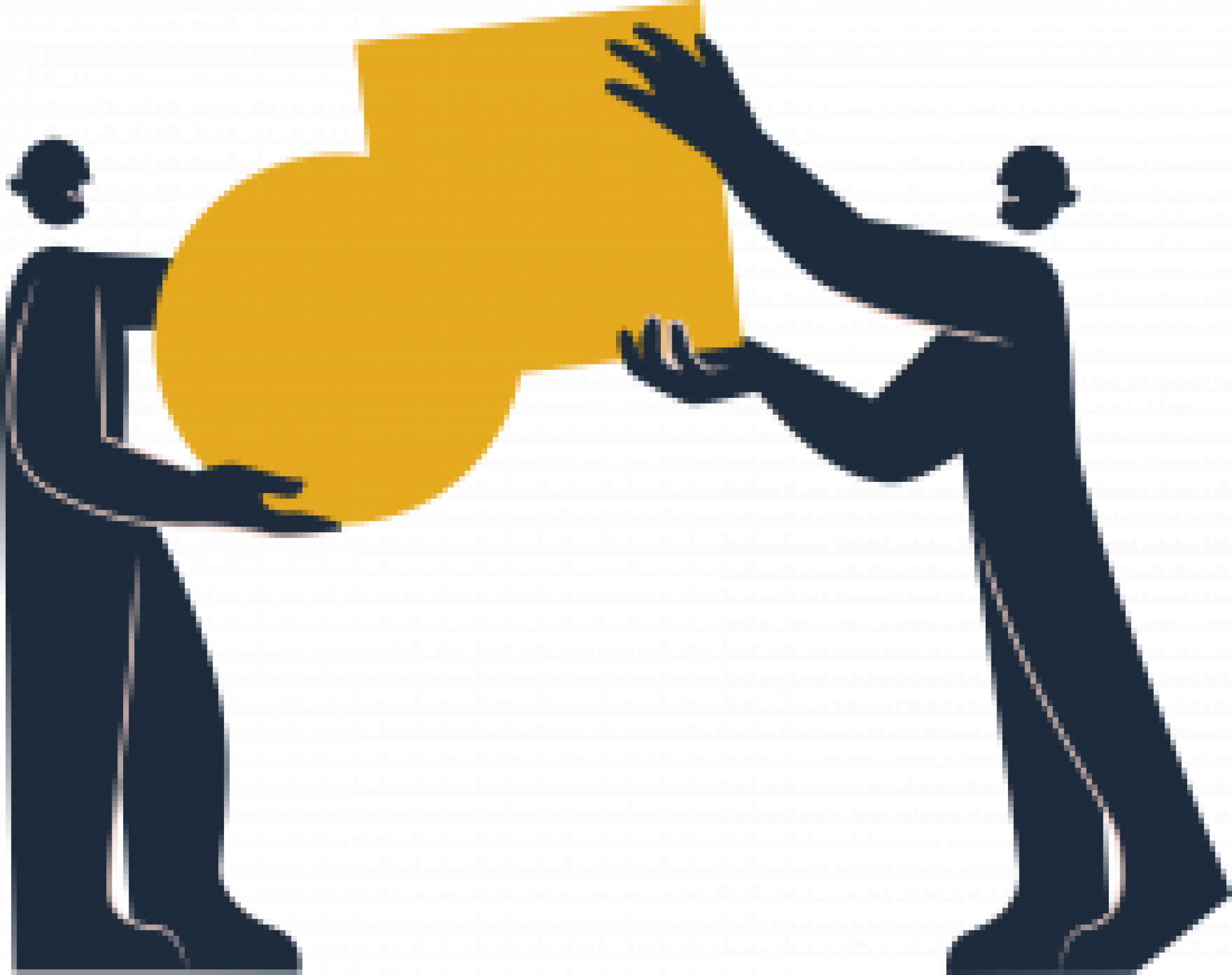 Illustrasjon av to personer som holder en sirkel og en kvadrat hver.